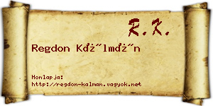 Regdon Kálmán névjegykártya